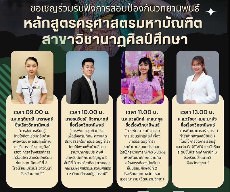 สอบป้องกันวิทยานิพนธ์ ป.โท นาฏศิลป์ 21 พ.ย. 68